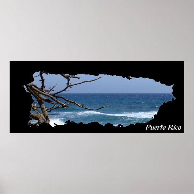 Puerto Rico Island Map Beach Poster (Front)