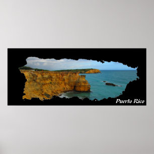 Puerto Rico Island Map Cliffs Poster