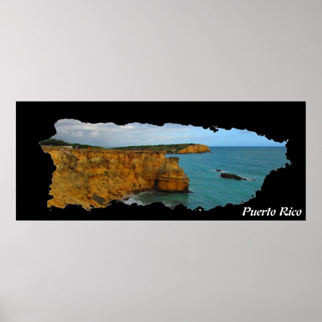 Puerto Rico Island Map Cliffs Poster (Front)