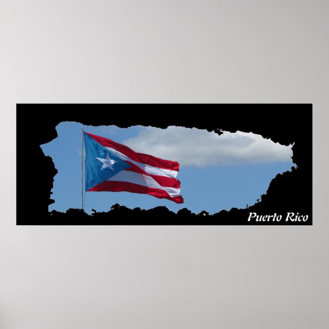 Puerto Rico Island Map Flag Poster (Front)