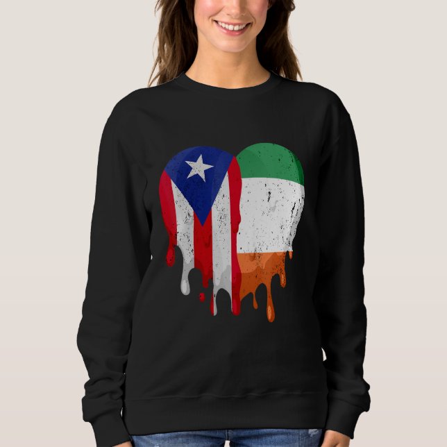 Puerto Rico Italy Flag Heart Citizen Grown Patriot Sweatshirt (Front)