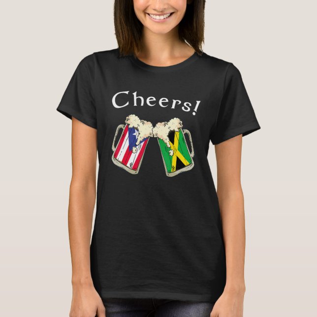 Puerto Rico Jamaica Flag Cheers Beer Grown Patriot T-Shirt (Front)