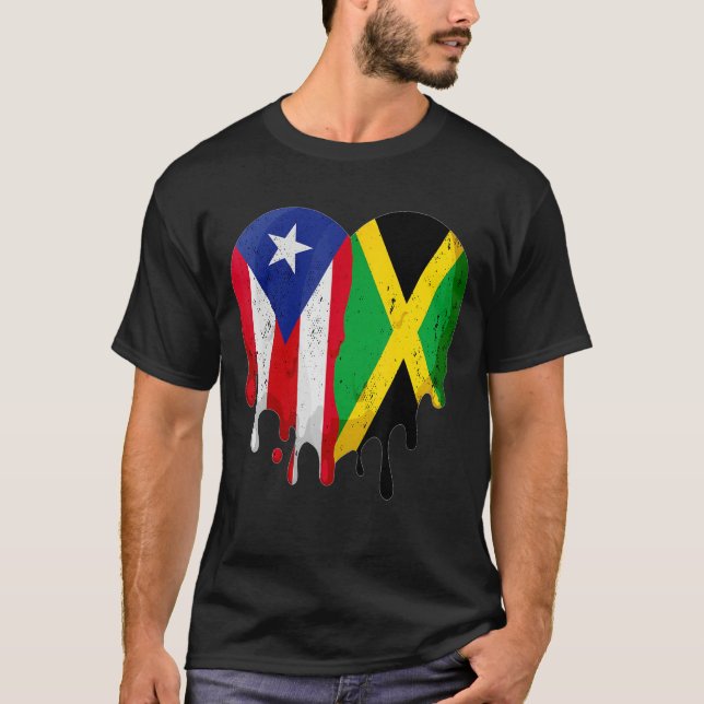 Puerto Rico Japan Flag Heart Citizen Grown Patriot T-Shirt (Front)
