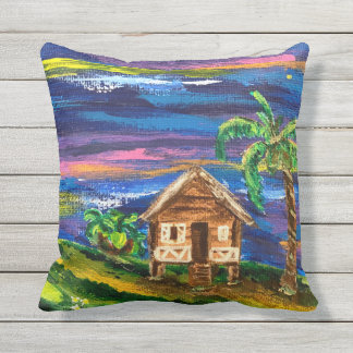 Puerto Rico jibaro house outdoor throw pillow