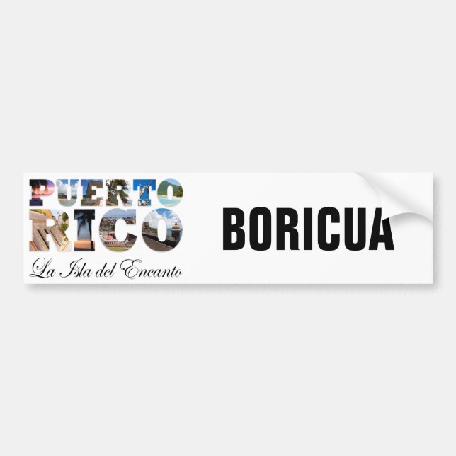 Puerto Rico La Isla Del Encanto Boricua Bumper Sticker (Front)