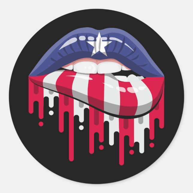 Puerto Rico lips pride root flag Classic Round Sticker (Front)