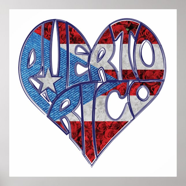 Puerto Rico Love Flag Poster (Front)