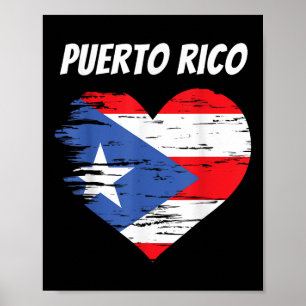 Puerto Rico Love Heart Flag Gift Puerto Rican Rais Poster