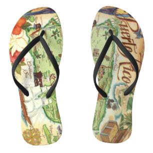 Puerto Rico  Map Flip Flops