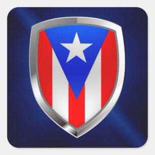 Puerto Rico Metallic Emblem Square Sticker