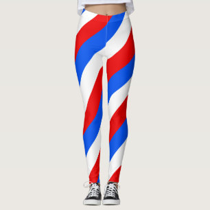 Puerto Rico National Flag Colours Diagonal Striped Leggings