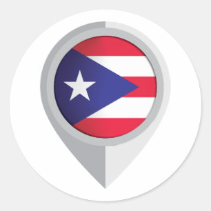 Puerto Rico Pin Location Flag Classic Round Sticker