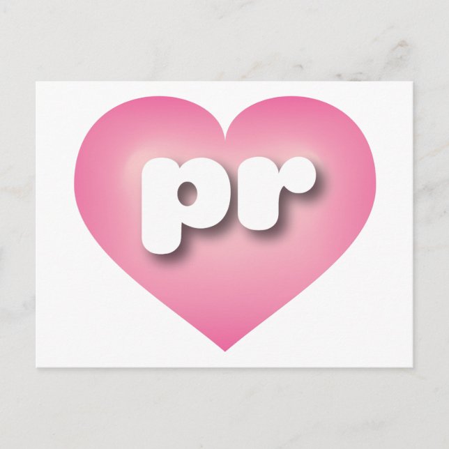 Puerto Rico Pink Fade Heart - I love PR Postcard (Front)
