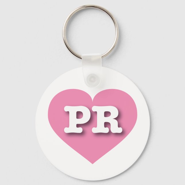 Puerto Rico Pink Heart - I love PR Key Ring (Front)