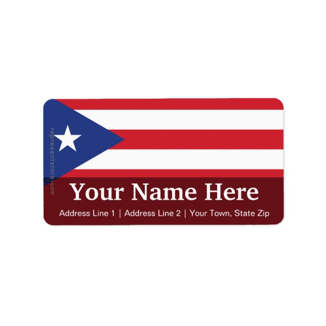 Puerto Rico Plain Flag Label (Front)