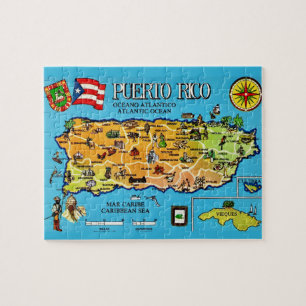 Puerto Rico Postcard Map Jigsaw Puzzle