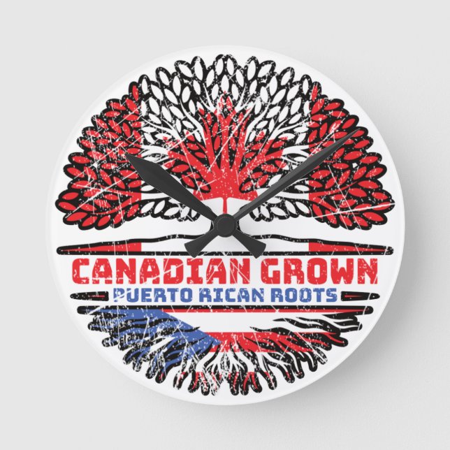Puerto Rico Puerto Rican Canadian Canada Roots Round Clock (Front)