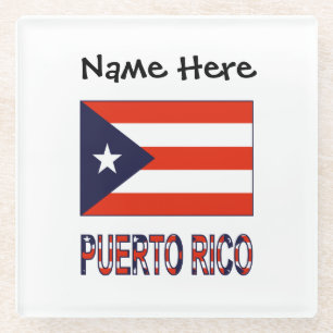 Puerto Rico Puerto Rican Flag Blue Personalisation Glass Coaster