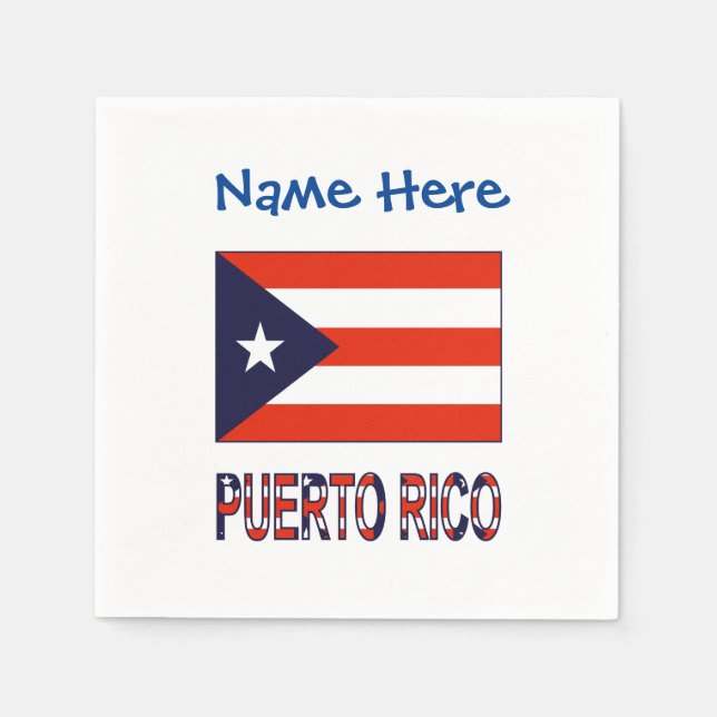Puerto Rico Puerto Rican Flag Blue Personalisation Napkin (Front)