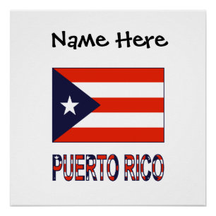Puerto Rico Puerto Rican Flag Blue Personalisation Poster