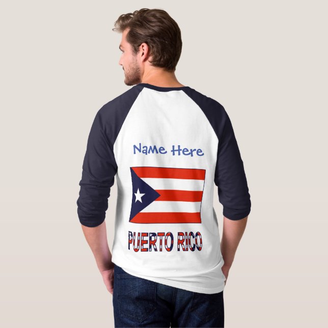 Puerto Rico Puerto Rican Flag Blue Personalisation T-Shirt (Back Full)