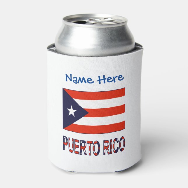 Puerto Rico Puerto Rican Flag Blue Personalised  Can Cooler (Can Front)