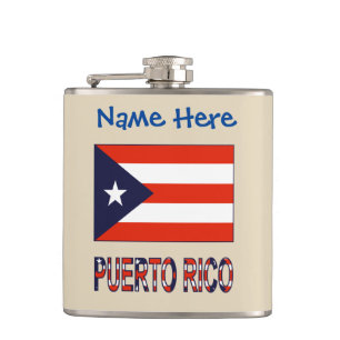Puerto Rico Puerto Rican Flag Blue Personalised Hip Flask