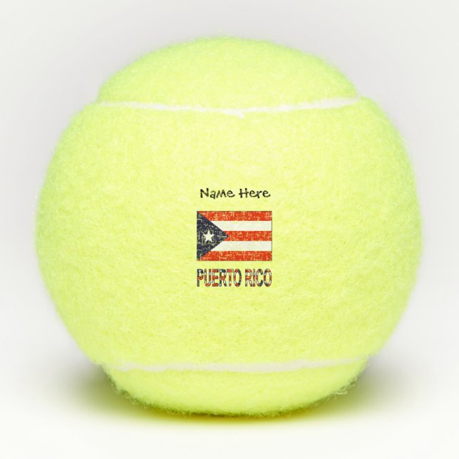 Puerto Rico Puerto Rican Flag Personalised Name  Tennis Balls (Front)