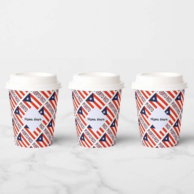 Puerto Rico Puerto Rican Flag Tile Personalised Paper Cups (Multi)