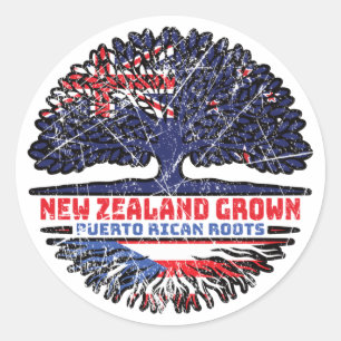 Puerto Rico Puerto Rican New Zealander New Zealand Classic Round Sticker