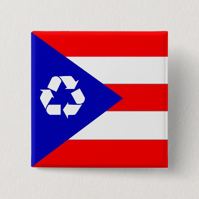 Puerto Rico recycle flag 15 Cm Square Badge (Front)