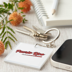 Puerto Rico Red Typography Key Ring