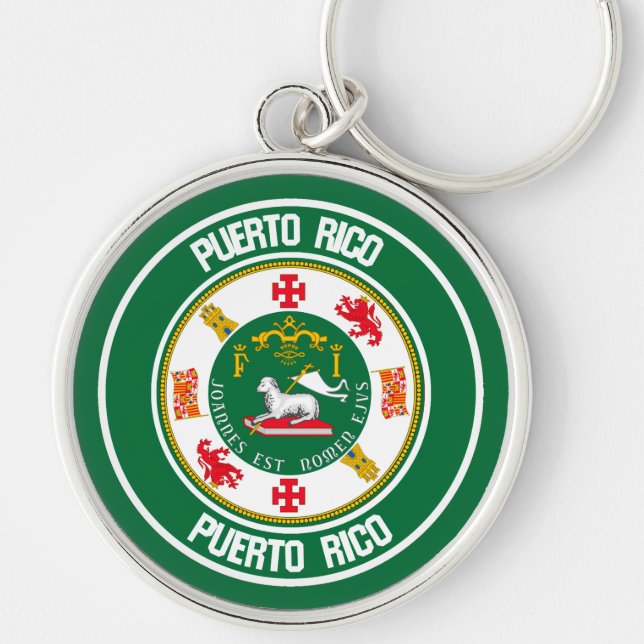Puerto Rico Round Emblem Key Ring (Front)