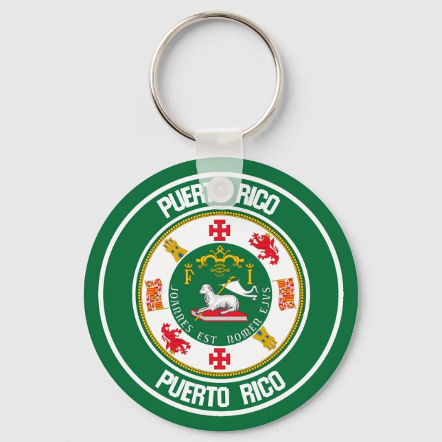 Puerto Rico Round Emblem Key Ring (Front)