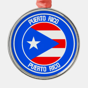 Puerto Rico Round Emblem Metal Ornament
