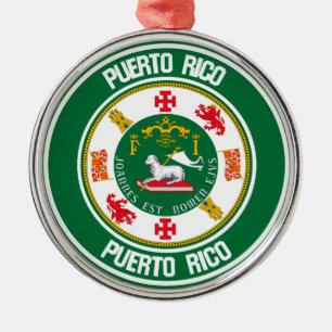 Puerto Rico Round Emblem Metal Ornament
