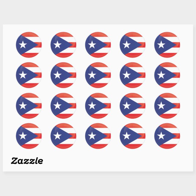 Puerto Rico  Round Icon Flag Classic Round Sticker (Sheet)