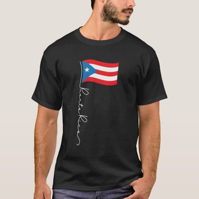 Puerto Rico Signature Flag Pole Patriotic Puerto R T-Shirt (Front)