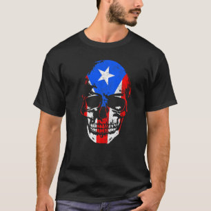 Puerto Rico Skull Boricua Puerto Rican Flag Pride T-Shirt