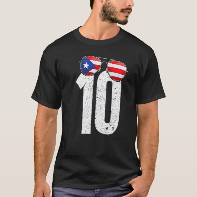 Puerto Rico Soccer Player Number 10 Puerto Rican F T-Shirt (Front)