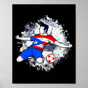 Puerto Rico Soccer Puerto Rican Flag Proud Footll  Poster