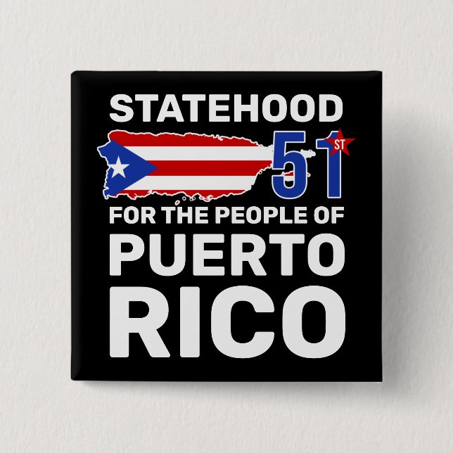 Puerto Rico Statehood: Make PR the 51st US State! 15 Cm Square Badge (Front)