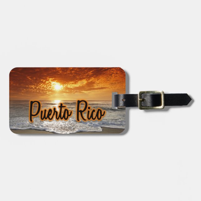 Puerto Rico sunset luggage tag (Front Horizontal)