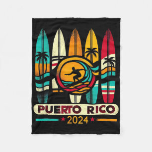 Puerto Rico Surfing Summer Beach Matching Family M Fleece Blanket