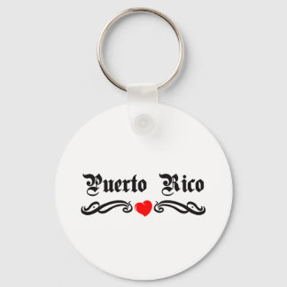Puerto Rico Tattoo Style Key Ring