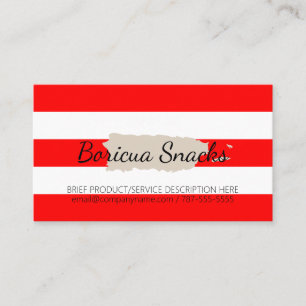 Puerto Rico Themed Map and Red Stripes Business Card