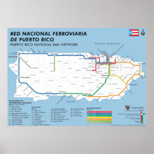 Puerto Rico Tren Nacional Map / National Rail Map Poster