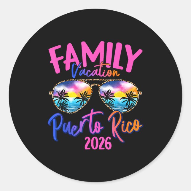 Puerto Rico Vacation 2026 Souvenir Matching Family Classic Round Sticker (Front)