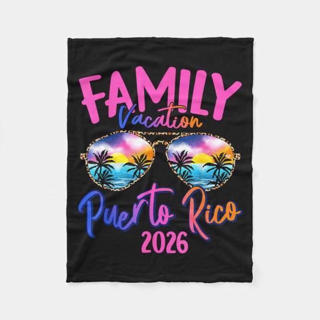 Puerto Rico Vacation 2026 Souvenir Matching Family Fleece Blanket (Front)