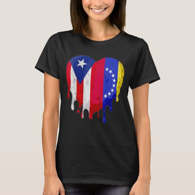 Puerto Rico Venezuela Flag Heart Grown Patriot Cou T-Shirt (Front)